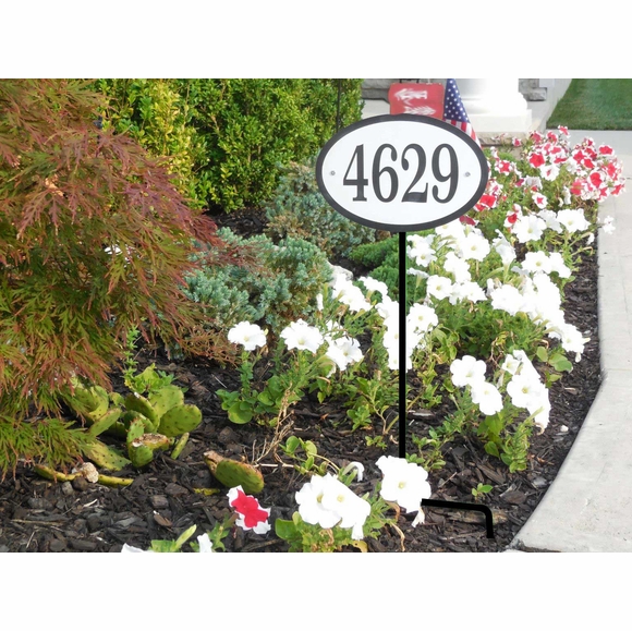 Lawn Mount Address Plaque Oval House Number Sign