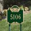 Lawn Mount Address Sign with Monogram - Cut Out Corner Square With Arch Top