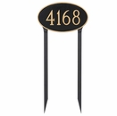 Lawn Mounted House Address Sign - Large Oval Plaque With Stakes