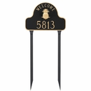 Lawn Mounted House Address Sign With Welcome and Pineapple
