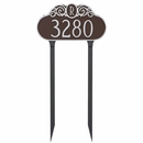 Lawn Mounted House Number Street Sign With Monogrammed Initial - Yard Address Plaque