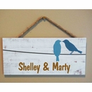 Love Birds Hanging Wall Sign Personalized With Your Name