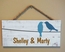 Love Birds Hanging Wall Sign Personalized With Your Name