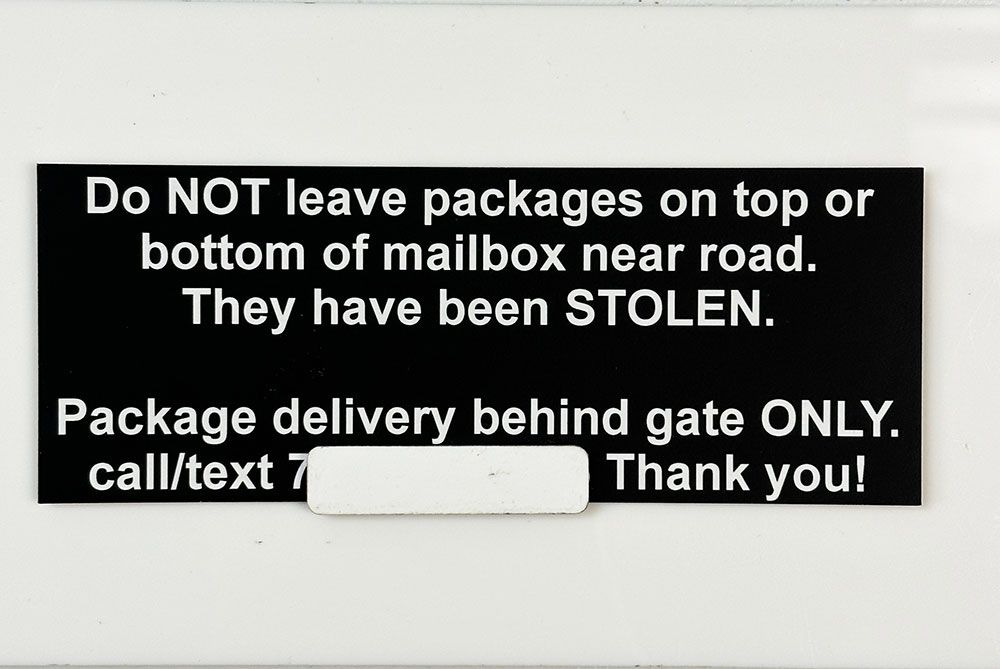 Mailbox Sign Package Delivery To Front Door, Custom Text