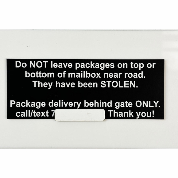 Mailbox Sign Package Delivery To Front Door, Custom Text