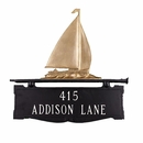 Mailbox Topper Address Plaque with Sailboat on Top - Double Sided House Number Sign