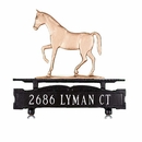 Mailbox Topper Address Sign with Horse on Top - Two Sided House Number Plaque