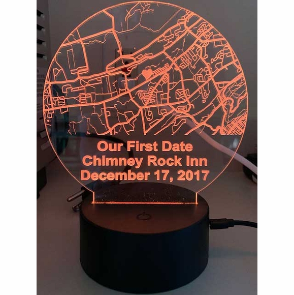 Map of Where We Met, Were Married, First Kiss Custom Light Up Gift