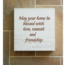May This Home Be Blessed with Love and Friendship Box Sign - Hanging Wall Art or Tabletop Decor