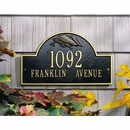 Metal Address Plaque With Waving Flag In Arch For Wall or Optional Lawn Mount - Choose Your Color