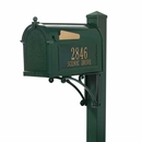 Metal Mailbox With House Address Number Plaques, Post, Bracket & Finial