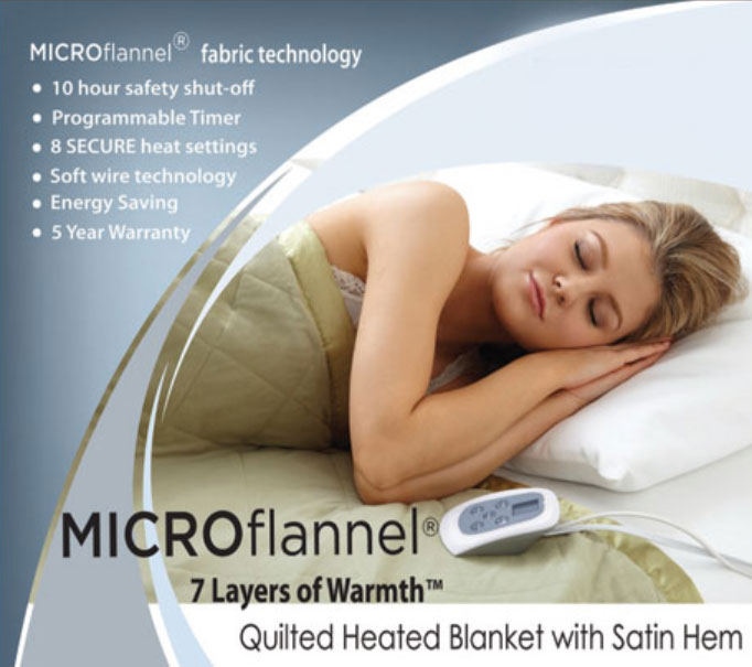 Full Heated Electric Blanket Quilted Micro Flannel