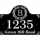 Monogram Address Plaque With House Number, Street Name, and Initial Letter At Top
