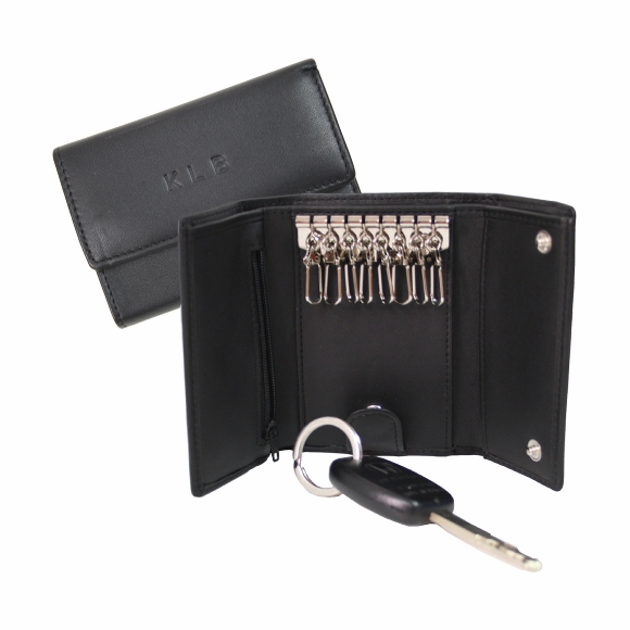 Monogrammed Leather Key Case Wallet