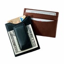 Monogrammed Leather Money Clip Wallet