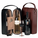 Monogrammed Leather Wine Tote For Two Bottles Personalized With Initials