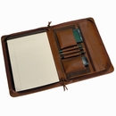Monogrammed Leather Zippered Portfolio - Zip Closed Executive Organizer