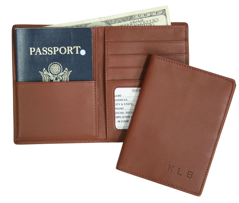 Monogrammed Leather Passport Wallet Case With Your Name or Initials