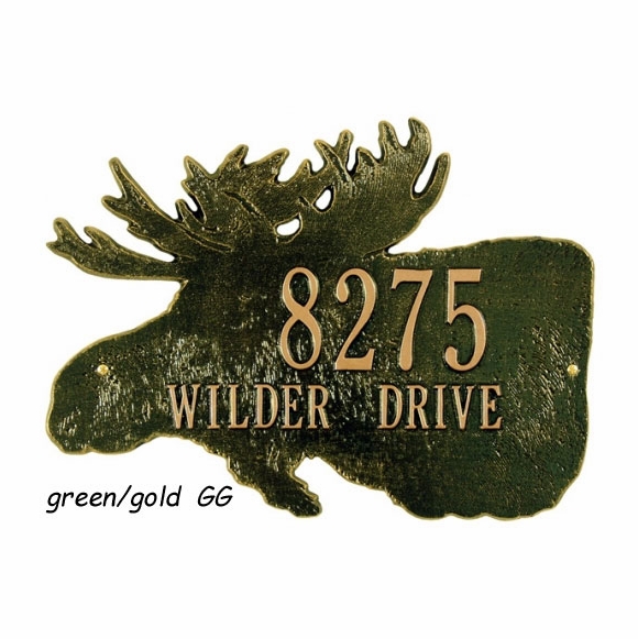 Moose Head Address Plaque With House Number and Street Name