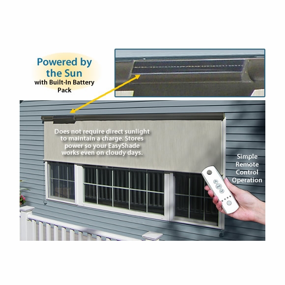 Motorized Outdoor Window Shade Solar Powered
