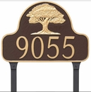 Oak Tree Address Sign with Yard Stakes For Lawn Mounting