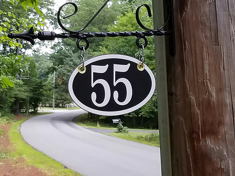 Oval Acrylic Hanging House Number Sign