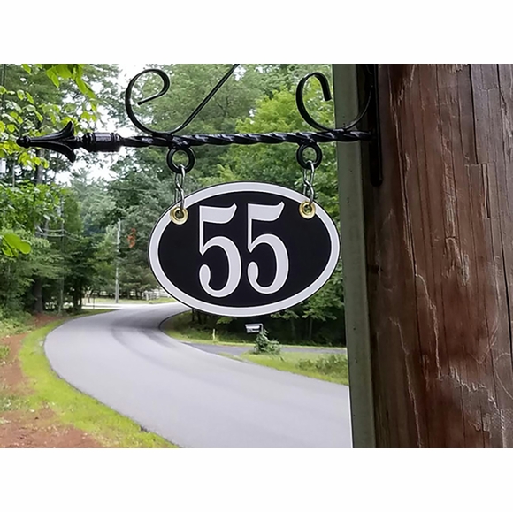 Oval Acrylic Hanging House Number Sign