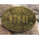 Oval Address Sign With Name, House Number, and Street - Wall Mount or Optional Lawn Mount