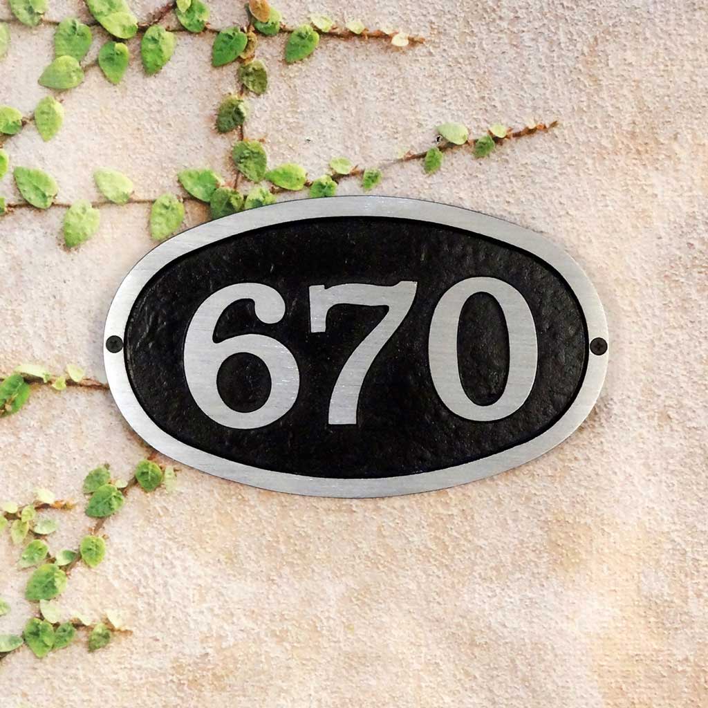 Custom Cast Oval House Number Plaque