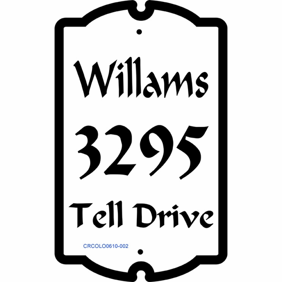 Colonial Style Home Address Plaque With 3 Lines
