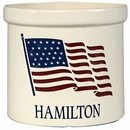 Personalized American Flag 2 Gallon Stoneware Crock