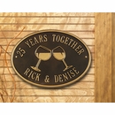 Personalized Anniversary Sign with Two Toasting Wine Glasses