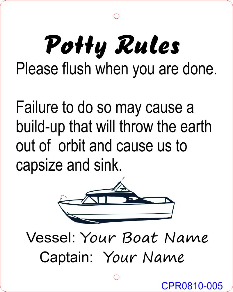 Personalized Boating Potty Rules Bathroom Rules For Your Boat Head