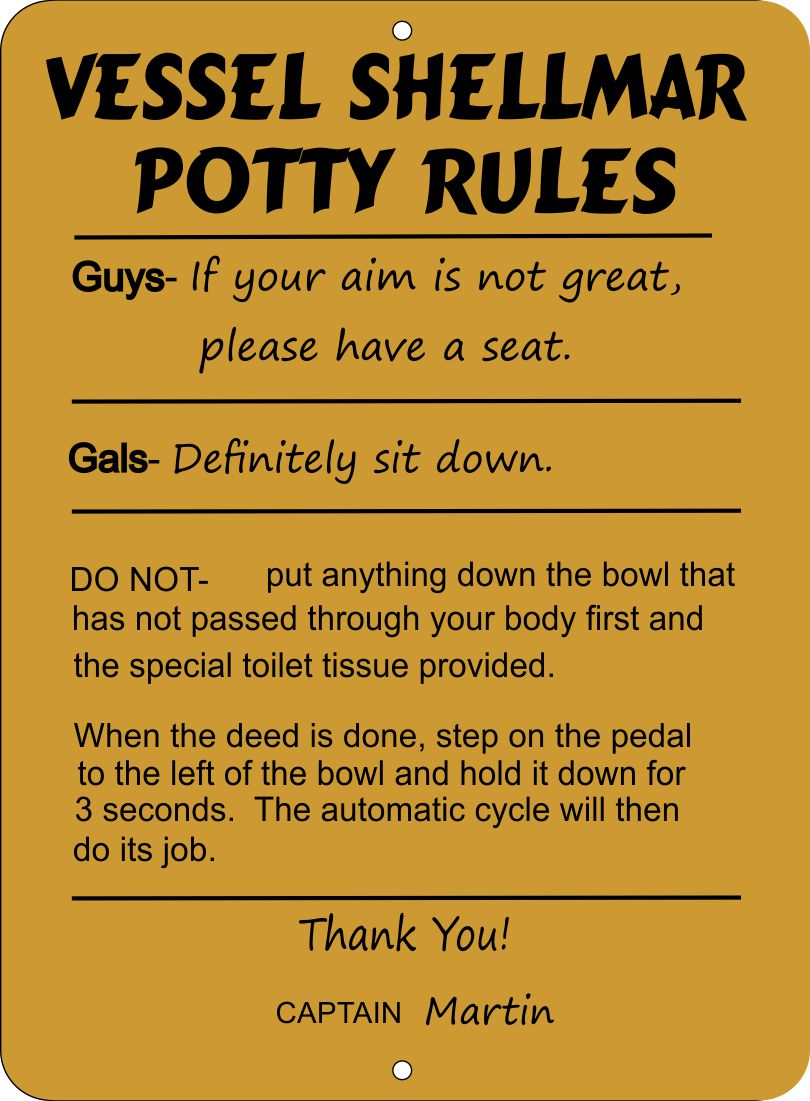 Personalized Boating Potty Rules Bathroom Rules For Your Boat Head