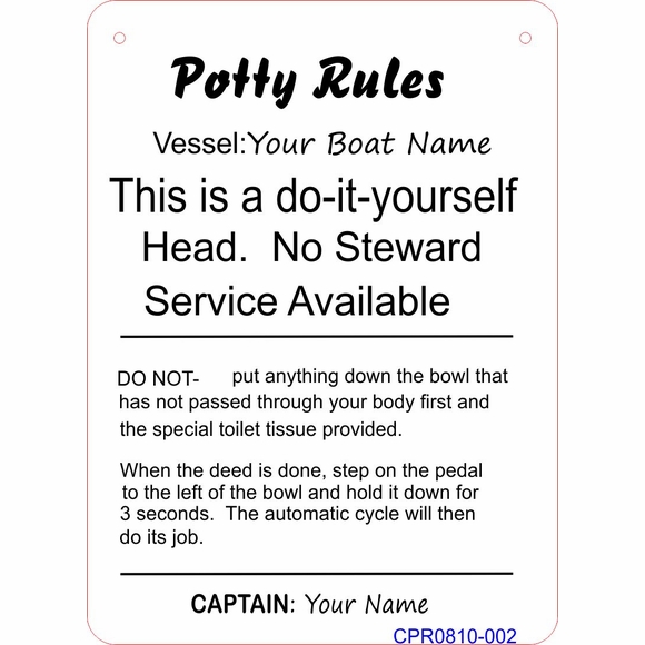 Personalized Boating Potty Rules Bathroom Rules For Your Boat Head