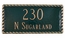 Decorative 2 Line Address Plaque With Spiral Border Displays House Number and Street Name