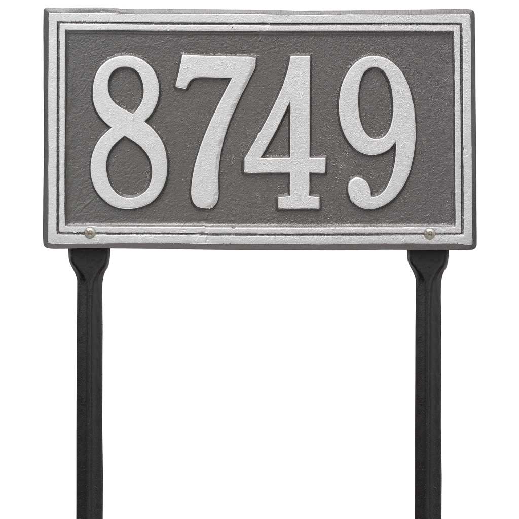 Aluminum Metal Rectangle Address Plaque For Wall or Optional Lawn Mount