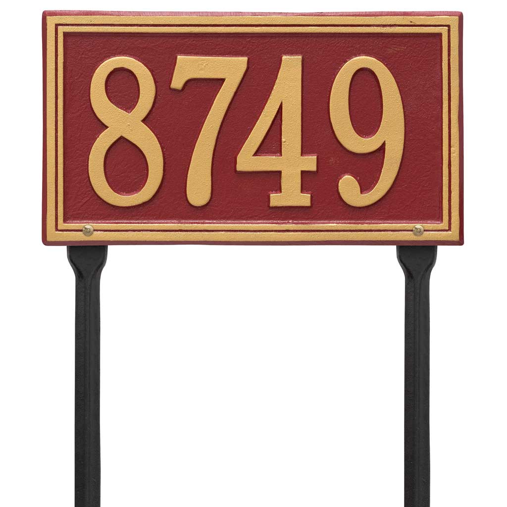 Aluminum Metal Rectangle Address Plaque - For Wall or Optional Lawn Mount