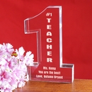 Personalized Engraved Number One Teacher Keepsake In Shape Of Number 1