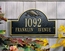 Metal Address Plaque With Waving Flag In Arch For Wall or Optional Lawn Mount - Choose Your Color