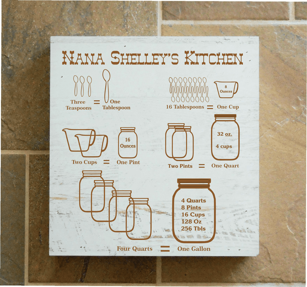 Personalized Kitchen Measurements Wall Box Sign For Chef or Anyone Who