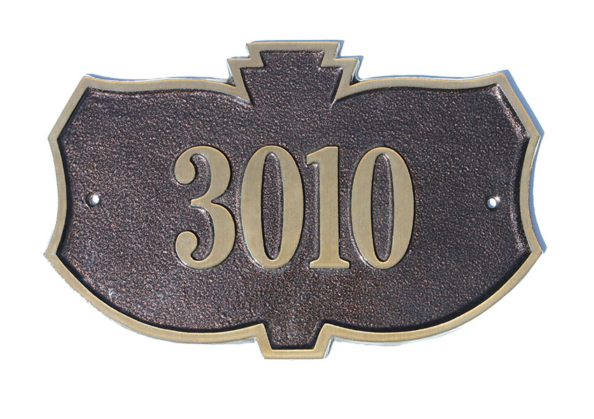 Cast Brass Address Sign Leaf Shape