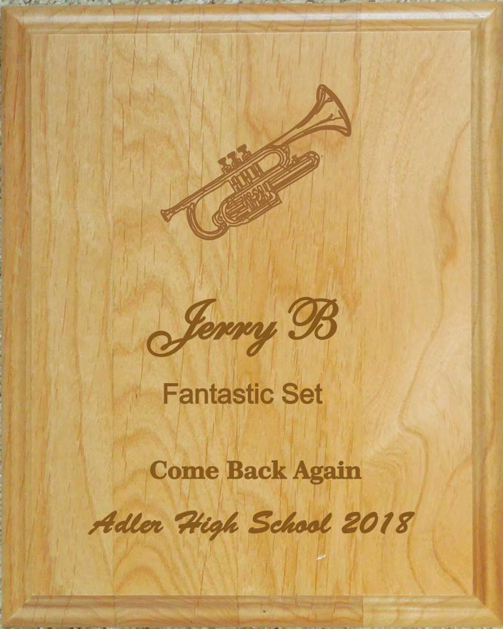Recognition Plaque For Music Instrument, Singing, or Band Musician Award