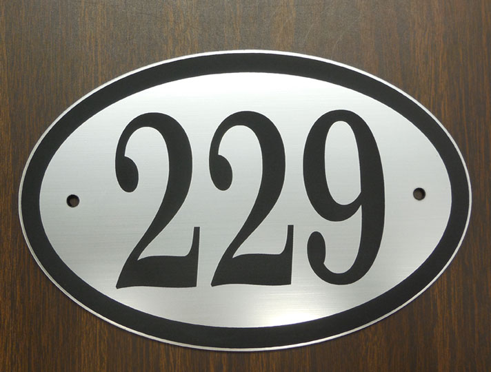 thumbnail image 2 of Handmade Personalized Oval Address Sign – 12x7” Aluminum – White High Gloss – Black Letters – Wall Or Door Mount 2 of 4