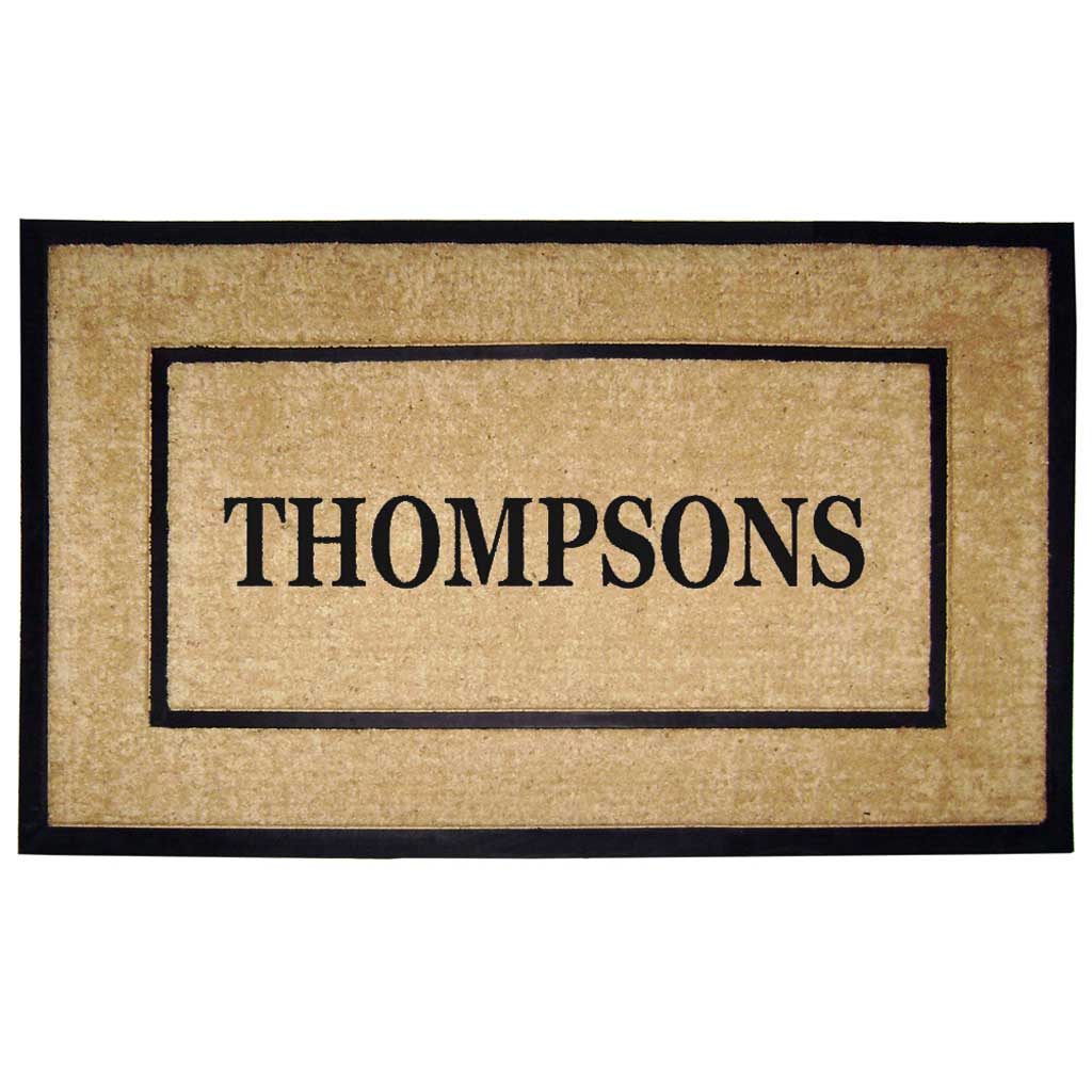 Personalized Rubber Coir Door Mat With Name, Monogram Initial, or Custom Text