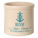 Personalized Stoneware Lake House Crock With Anchor, Name, and Established Year