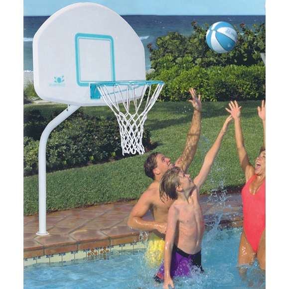 Pool Volleyball and Pool Basketball Combination Set With Two Anchors, Inground Mount