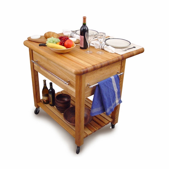 Portable Kitchen Island Work Center with Drop Leaf
