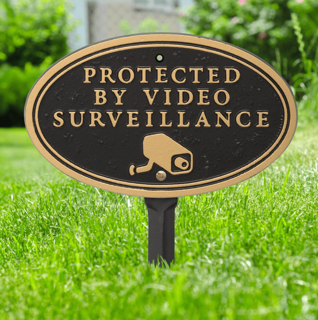 Protected by Video Surveillance Warning Sign with Camera Image For Wall