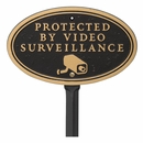 Protected by Video Surveillance Warning Sign with Camera Image For Wall or Lawn Stake Mount